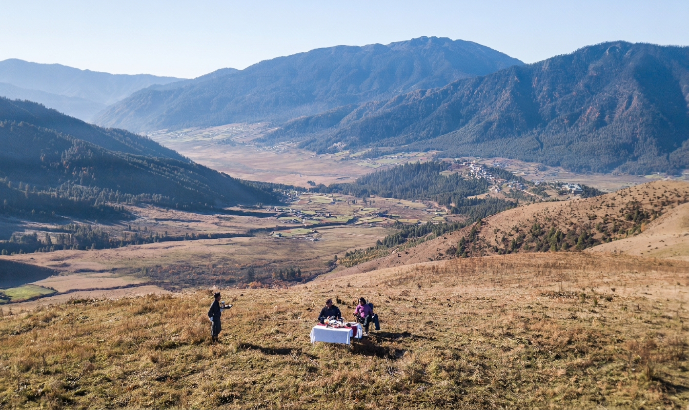 Lunch in Bhutan on a hike